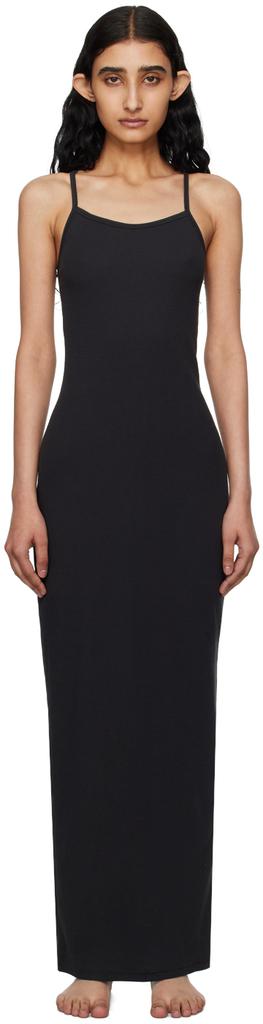 SKIMS Black Cotton Rib Long Cami Maxi Dress