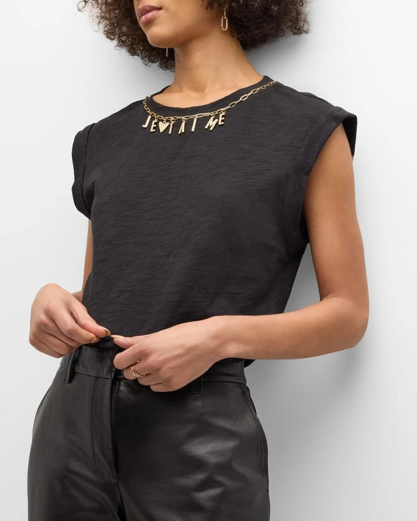 Cinq a Sept Bella Je T'aime Necklace Sleeveless T-Shirt 7