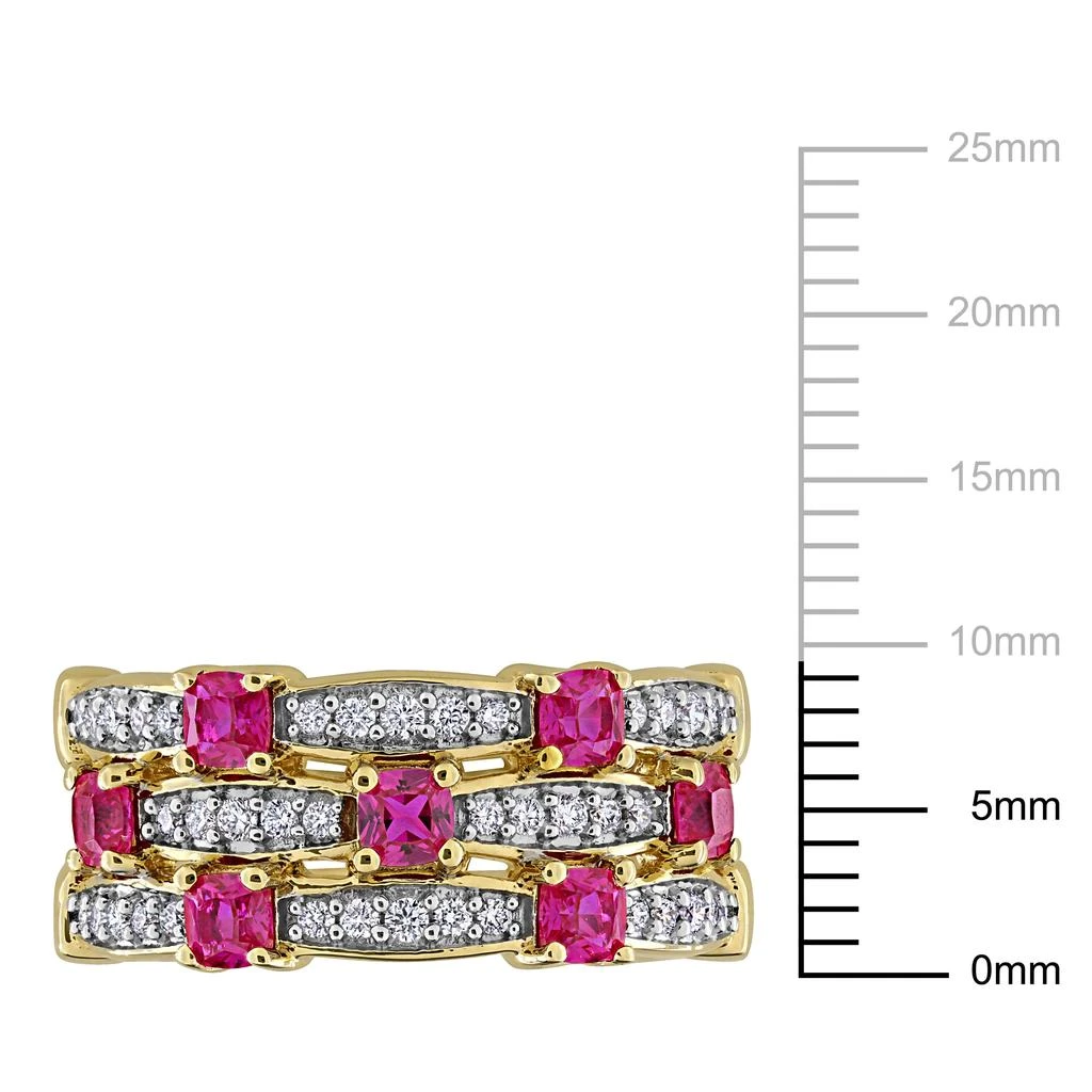Mimi 
Max 1ct TGW Created Ruby 1/3ct TW Lab-Grown Diamond 3-Row Eternity Ring Yellow Silver 3