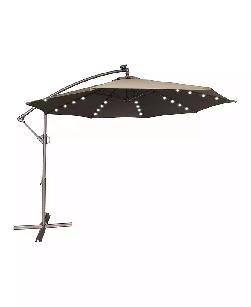 Clihome 11FT Solar Offset Umbrella with 32 LED Lights Cantilever Hanging Outdoor Umbrellas Handy Crank 
Cross Base for
