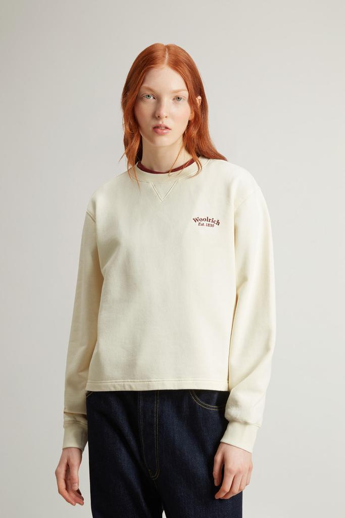 Woolrich Crewneck Sweatshirt in Pure Cotton - Women - Yellow