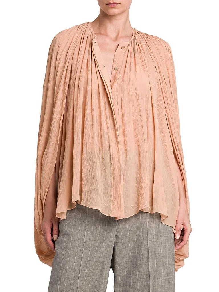 Stella McCartney Drape Creponne Silk Cape High-Low Top 6