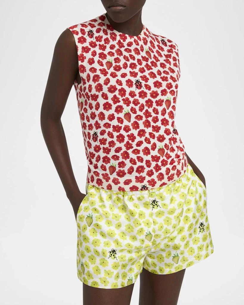 Versace Strawberry Garden Print Silk Knit Tank Top 5