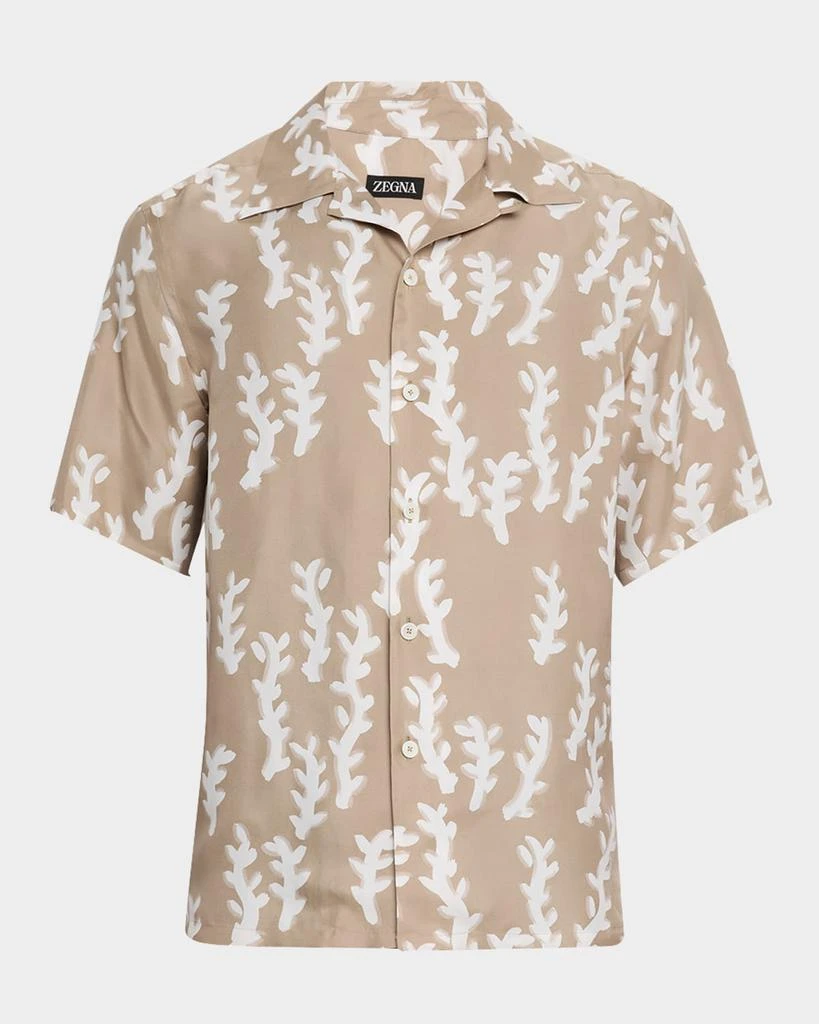Zegna Men's Oasi Linen Printed Short-Sleeve Shirt 1
