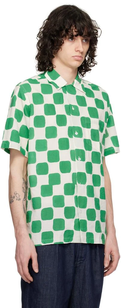 Drake's Off-White & Green Check Shirt 2