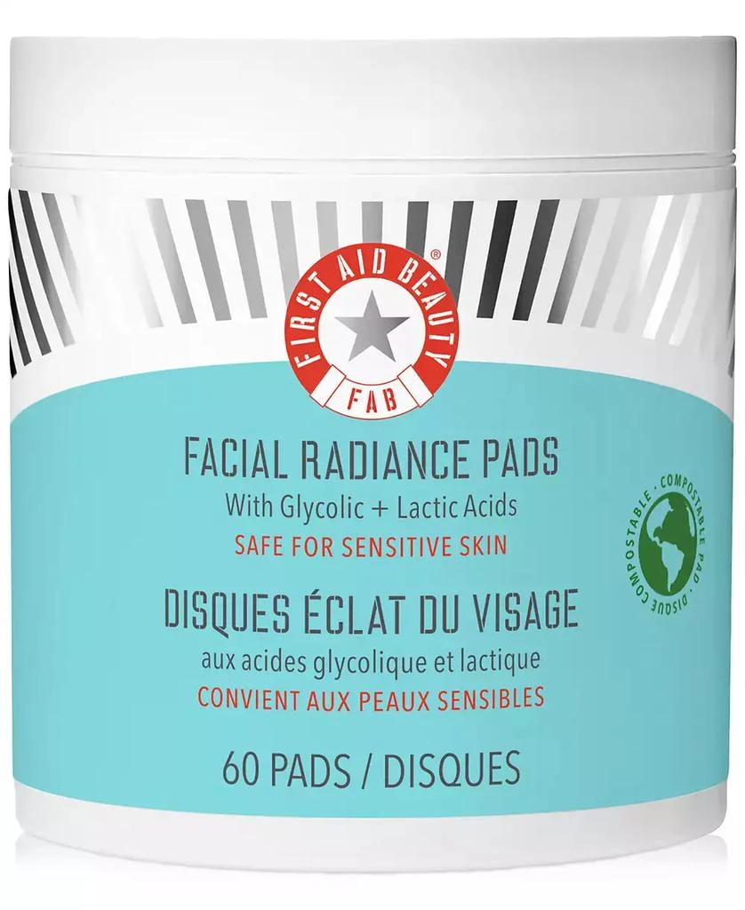 First Aid Beauty Facial Radiance Pads with Glycolic + Lactic Acids – Exfoliating Pads with AHA, 60 pads 1