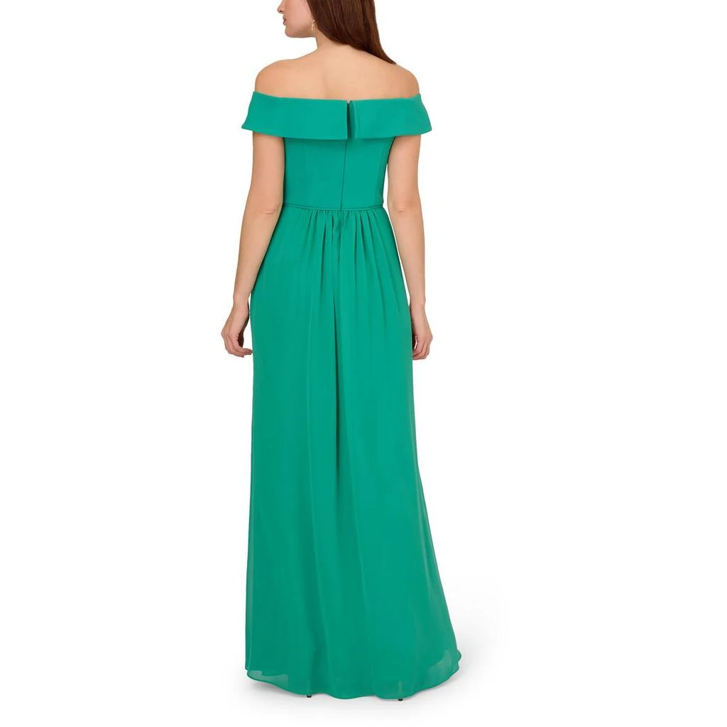 Adrianna Papell Plus Womens Pleated Tea Length Evening Dress 2