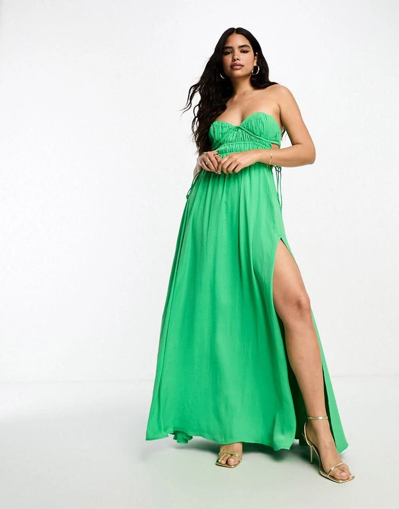 green satin bandeau dress Sabrina Midi Dress – The Pretty Dress Company