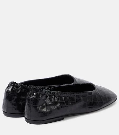 Dries Van Noten Croc-effect leather ballet flats 2