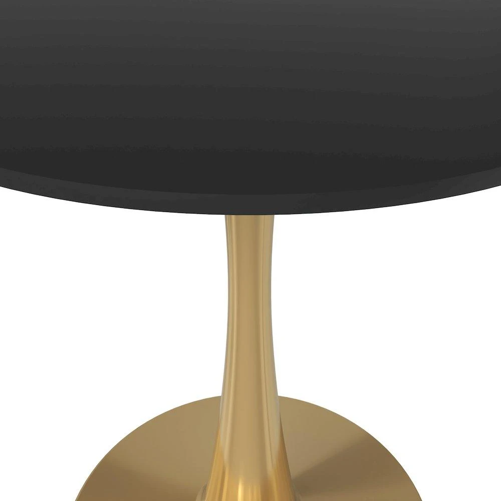 LeisureMod Bristol 27" round dining table Gold Base With Black Top 3