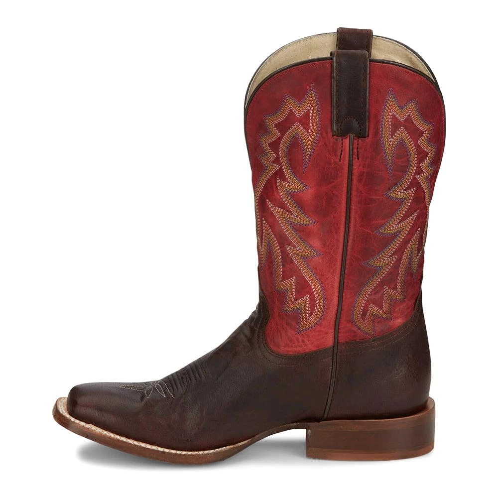 Tony Lama Luciano Embroidered Wide Square Toe Pull On Cowboy Boots 3