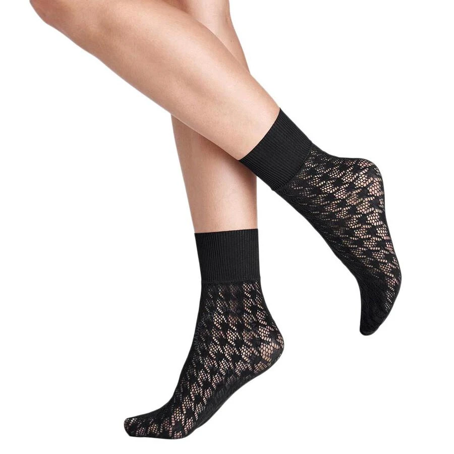 Wolford Ladies Black Dylan Houndstooth Net Socks 1