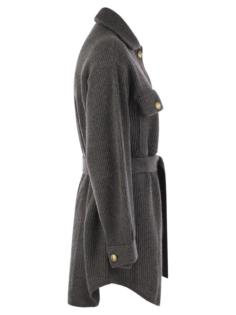 Brunello Cucinelli Brunello Cucinelli Long-Sleeved Ribbed Belted Cardigan 3