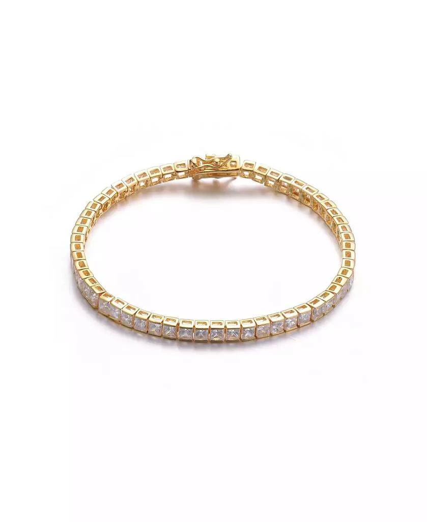 Genevive Genvive Classic Sterling Silver Square Cubic Zirconia Tennis Bracelet