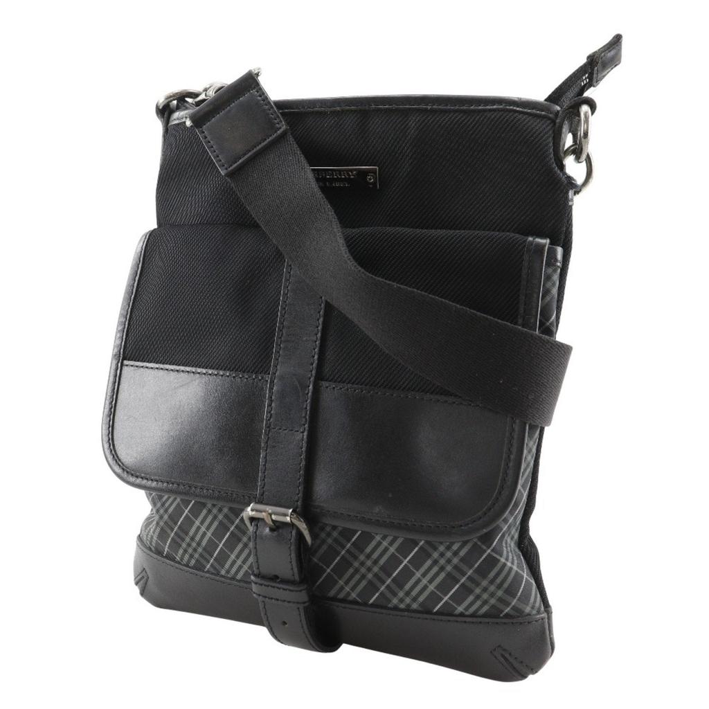 Burberry Label Nylon Canvas Shoulder Bag (Pre-Owned)