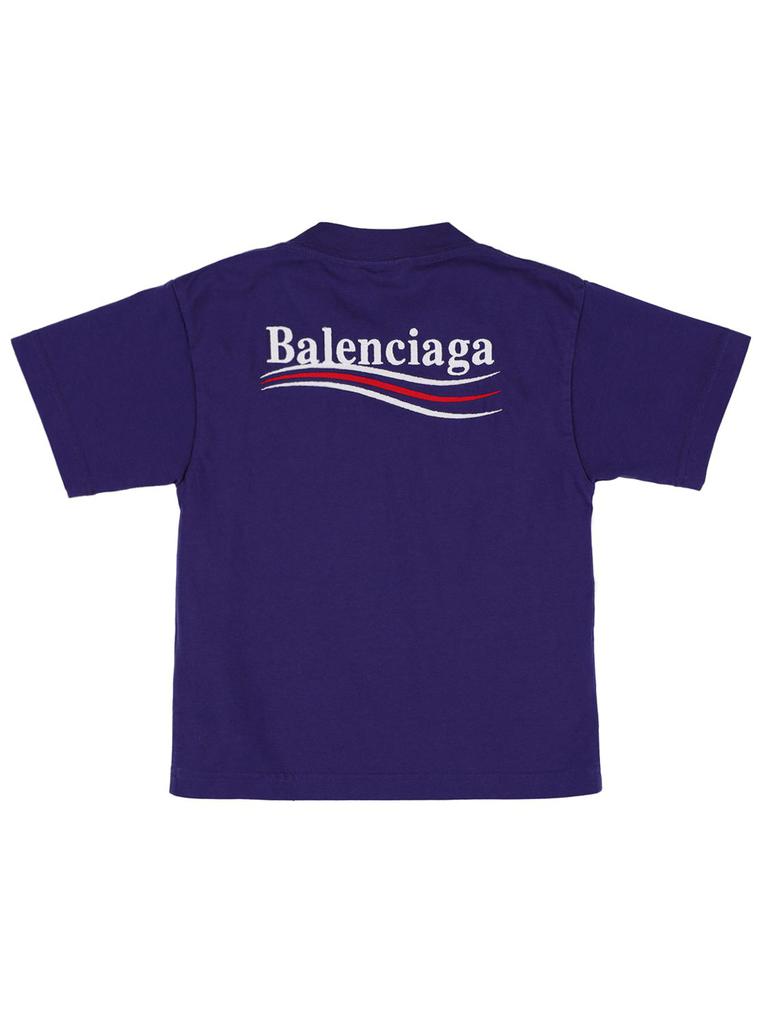 BALENCIAGA Political Embroidered Cotton T-shirt