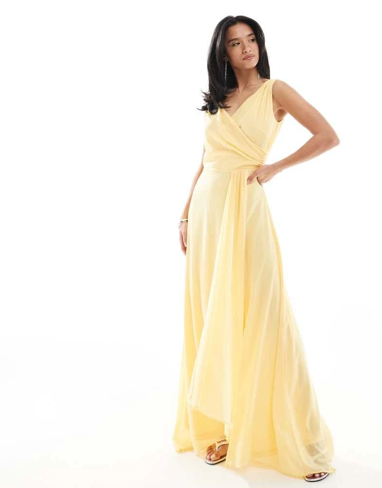 white christmas dresses Lemon Bridesmaids Dresses One Shoulder Sheath/Column Ruched Chiffon Bridesmaid Dresses with Slit main image 0