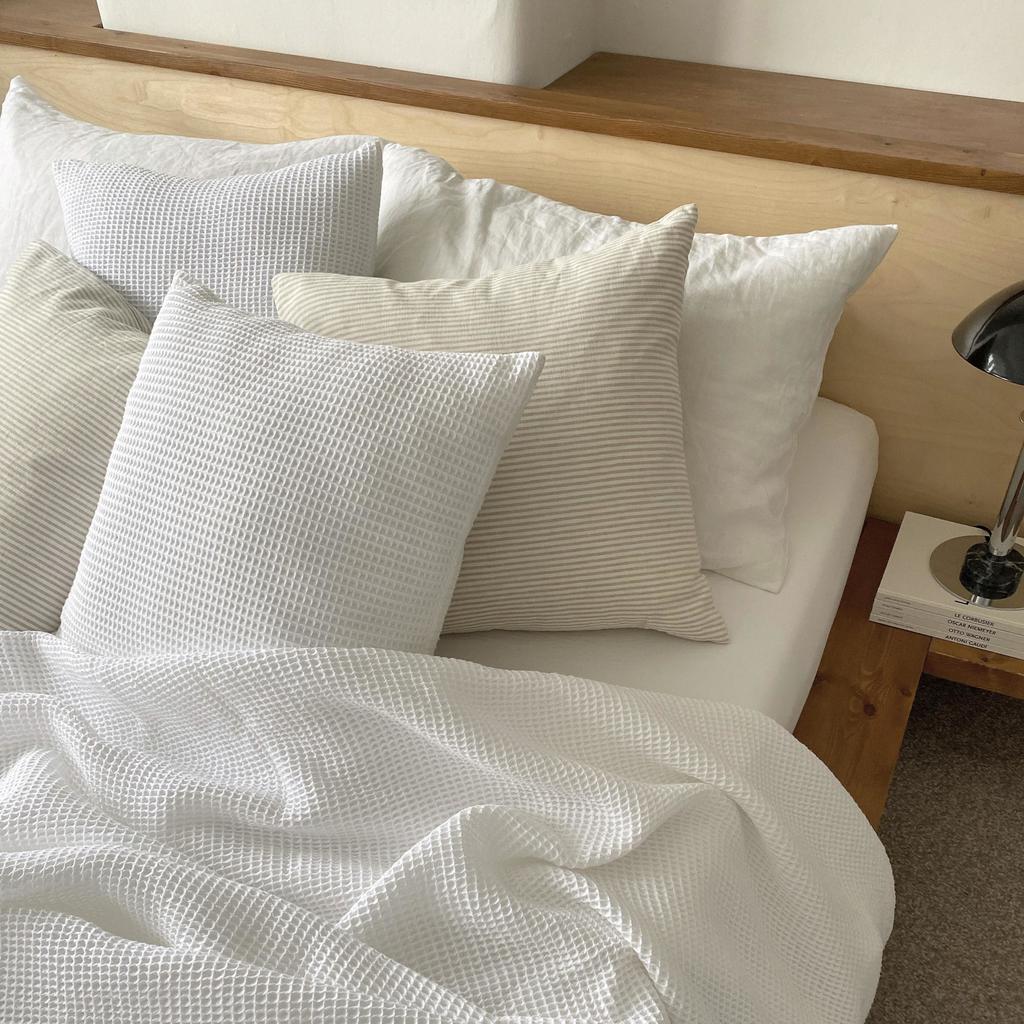 in homeware Linen Cotton Stripe Cushion Cover - Natural - 75x50cm - Set of 2