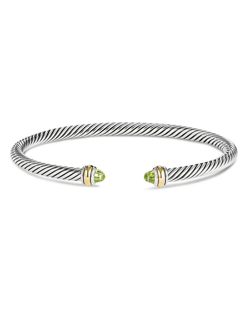 David Yurman Classic Cable Bracelet in Sterling Silver with 18K Yellow Gold and Peridot, 4mm 1