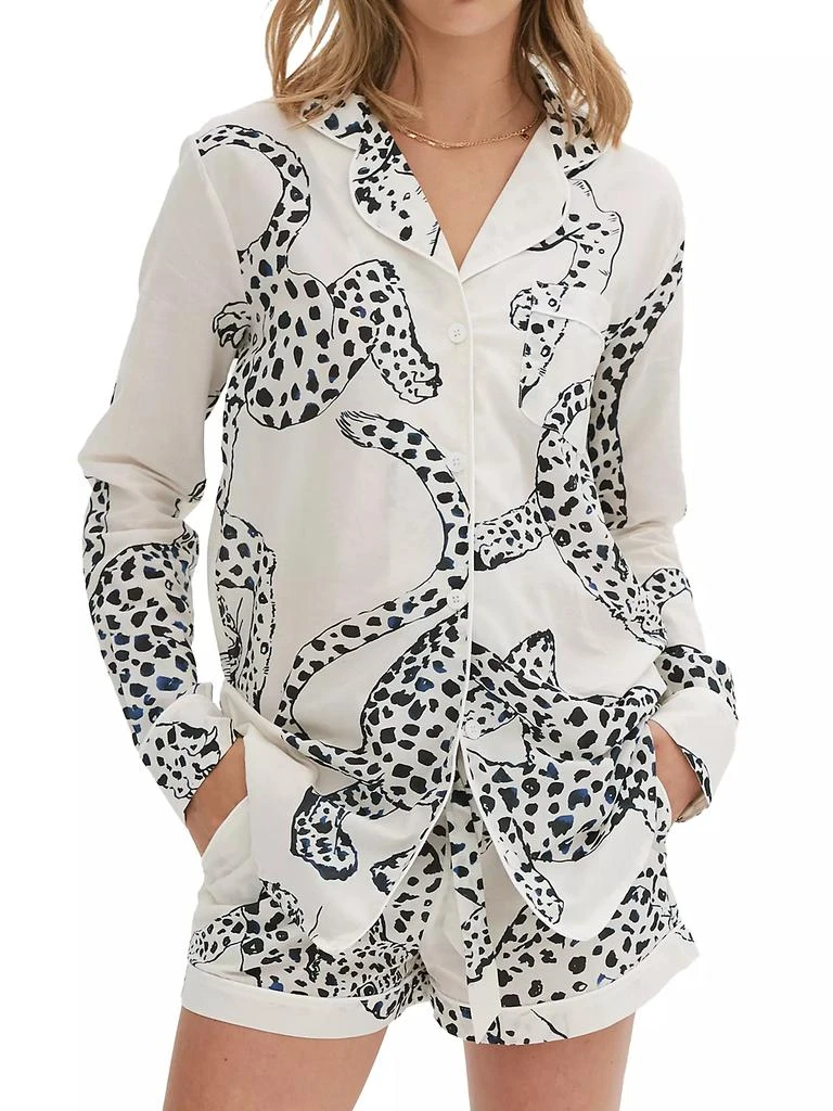 Desmond & Dempsey Jaguar Print Cotton Signature Pajama Set 2