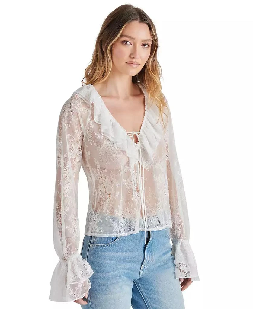 Steve Madden Women's Hampton Sheer Ruffle Lace Blouse 3
