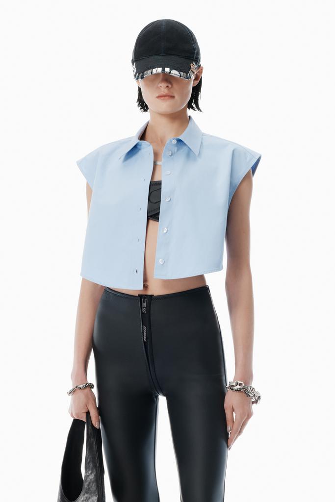 Alexander Wang Blue Button Up Shirt with Logo Nameplate