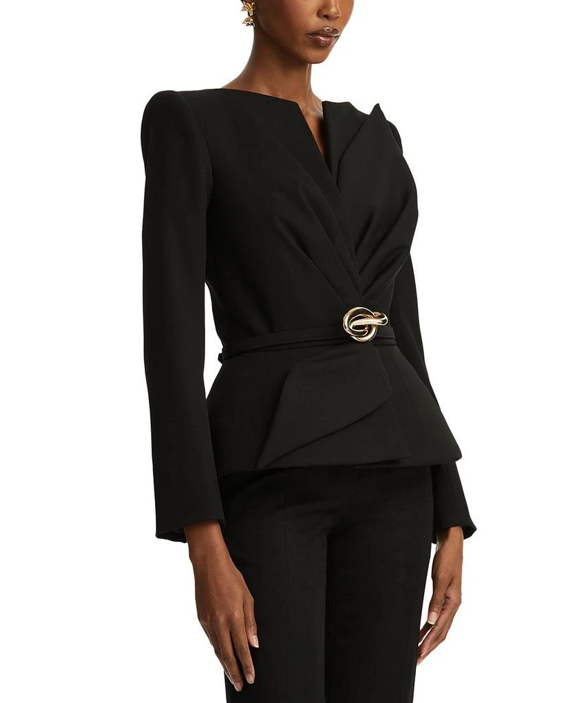 Oscar de la Renta Black Satin Bow Buckle Belt Jacket 5