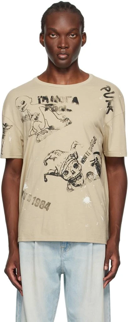 R13 Beige Relaxed Stamp T-Shirt 1