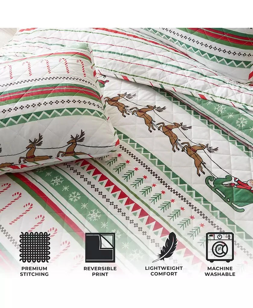 Linery 
Co Holiday Striped Microfiber Lightweight Quilt Set with Shams 3