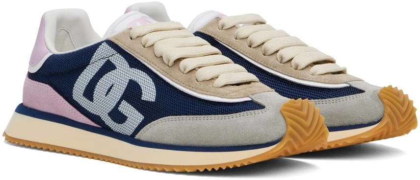 Dolce & Gabbana Blue & Gray Mixed-Material DG Cushion Sneakers 4