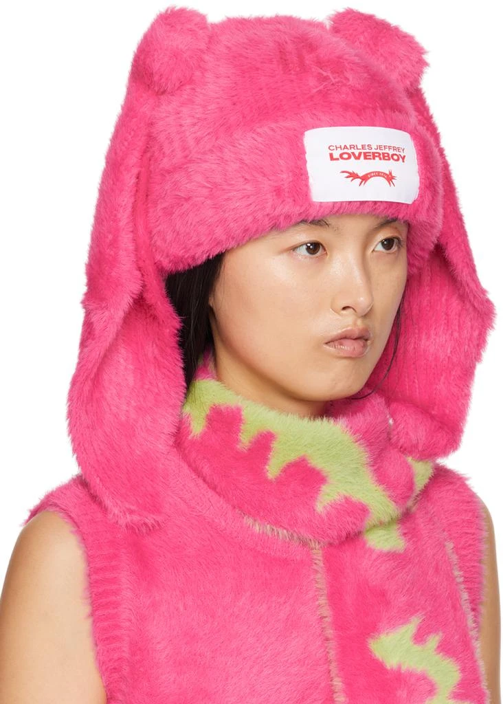 Charles Jeffrey Loverboy Pink Fluffy Chunky Rabbit Beanie 2