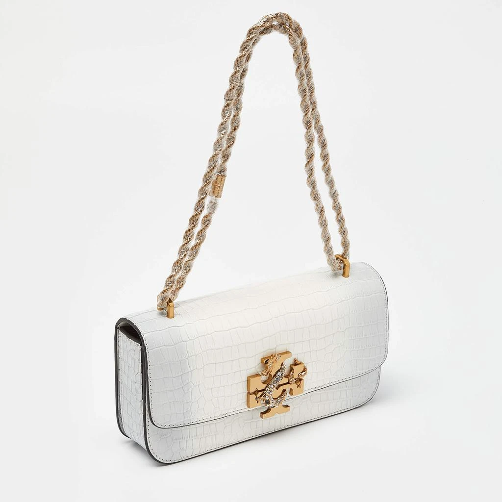 Tory Burch Tory Burch Warm White/Mist Croc Embossed Leather Eleanor Dragon Rectangular Shoulder Bag 3
