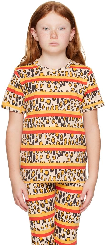 Mini Rodini Kids Beige Leopard Stripe T-Shirt