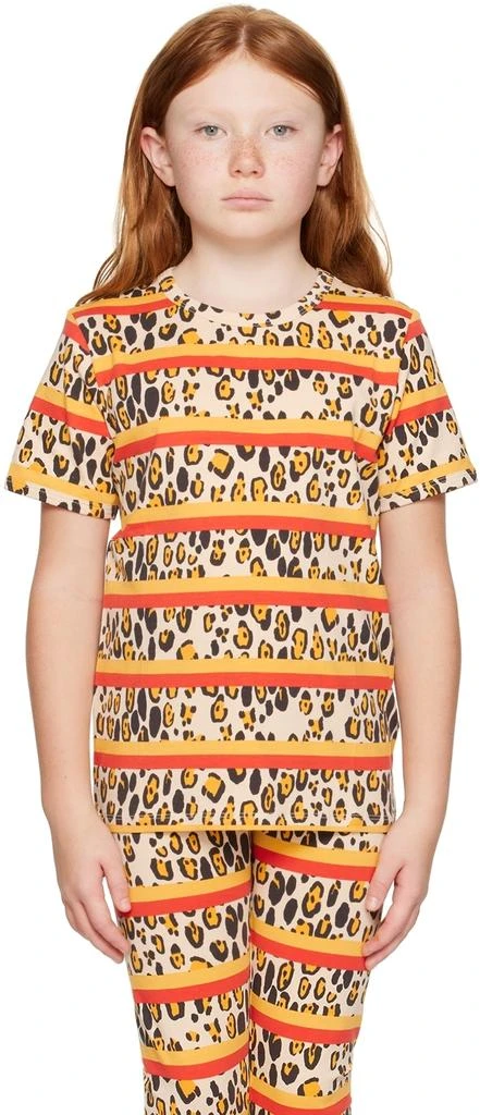 Mini Rodini Kids Beige Leopard Stripe T-Shirt 1