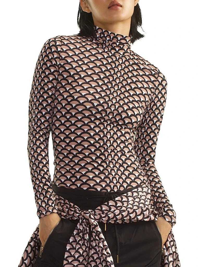 Cynthia Rowley Fan Printed Mock Turtleneck Top 3