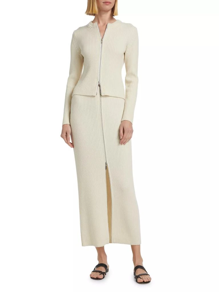 ROSETTA GETTY Ribbed Wool-Cashmere Zip-Up Maxi Skirt 2