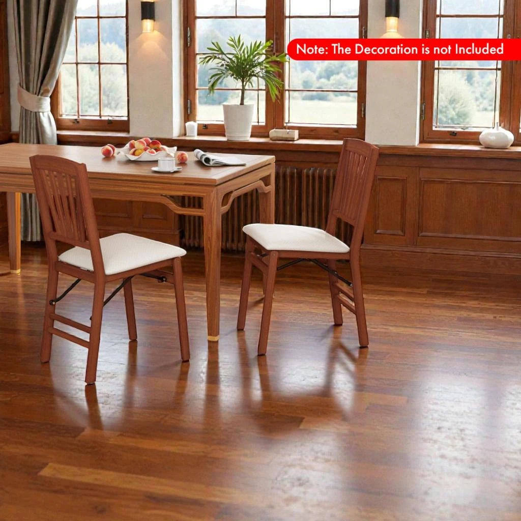 Hivvago Folding Dining Chair Set of 2 with Ergonomic Cushions and Rubberwood Build 2