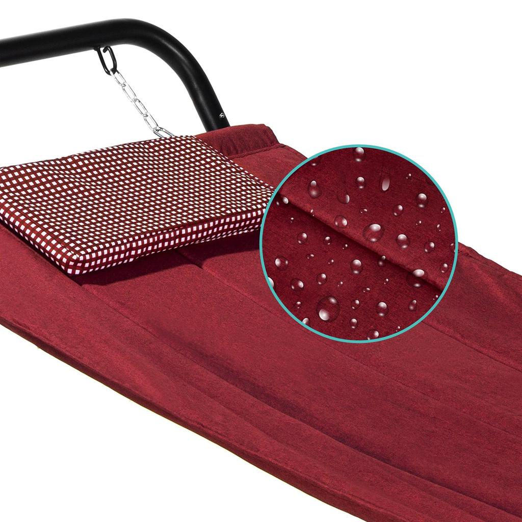 QuikFurn Red Waterproof Patio Hammock w/ Stand Pillow Storage Pockets