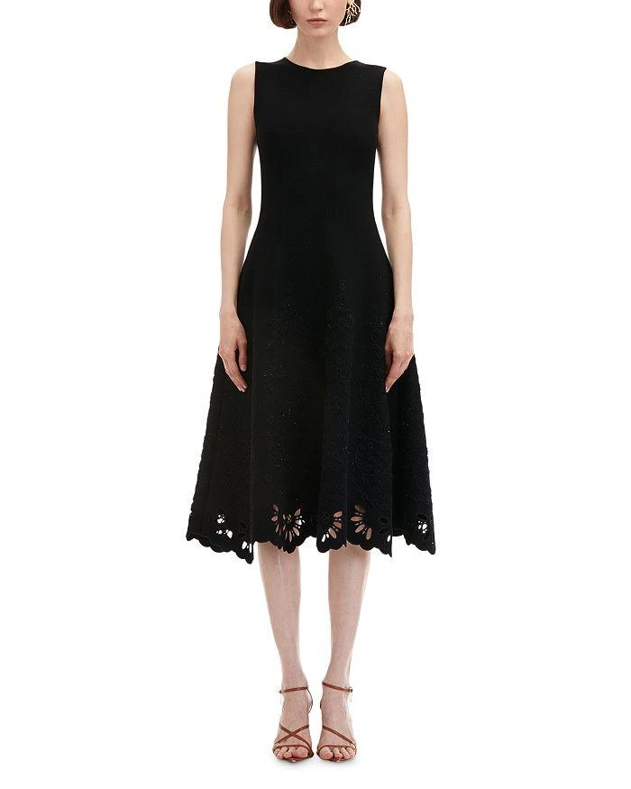 oscar de la renta black dresses Women's Black Skater Dress Long Sleeve Mini