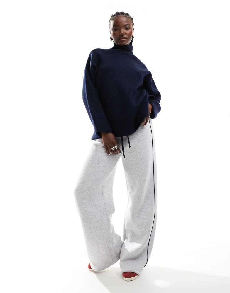 ASOS ASOS DESIGN pull on wide leg jogger with side stripe in grey marl 1