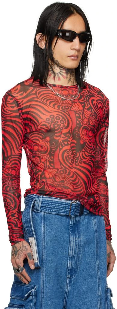 LU'U DAN Red & Black Graphic Long Sleeve T-Shirt 2