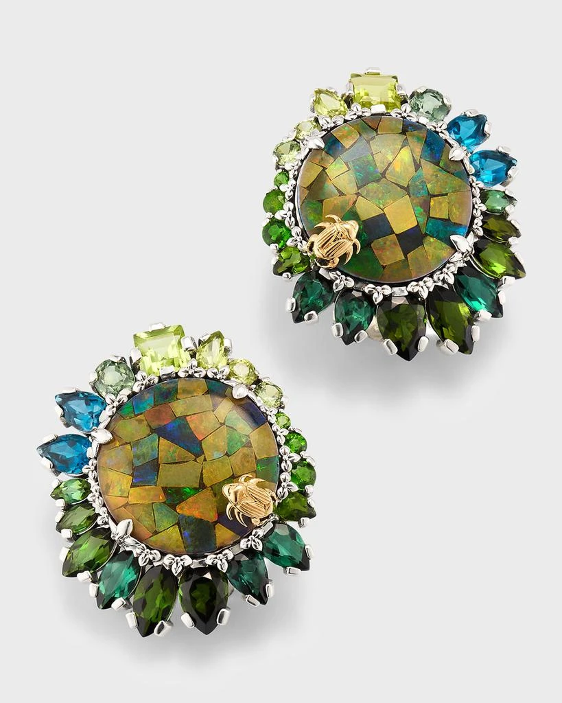 Stephen Dweck Opal Mosaic Earrings with Graduating Gemstone Halo 1