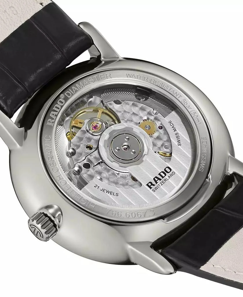 Rado Men's Swiss Automatic DiaMaster Thinline Black Leather Strap Watch 41mm 4
