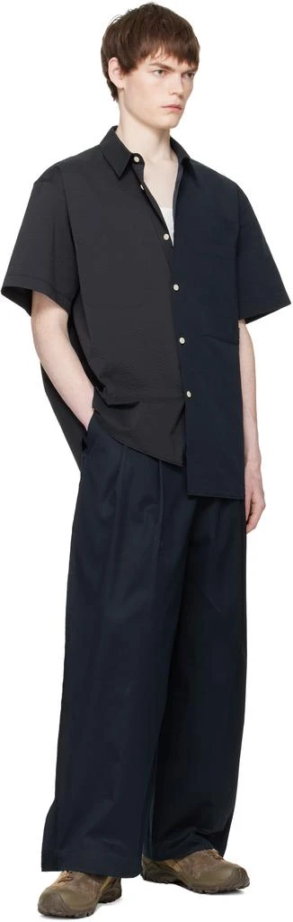 RECODE Navy Raw Edge Two Tuck Trousers 4