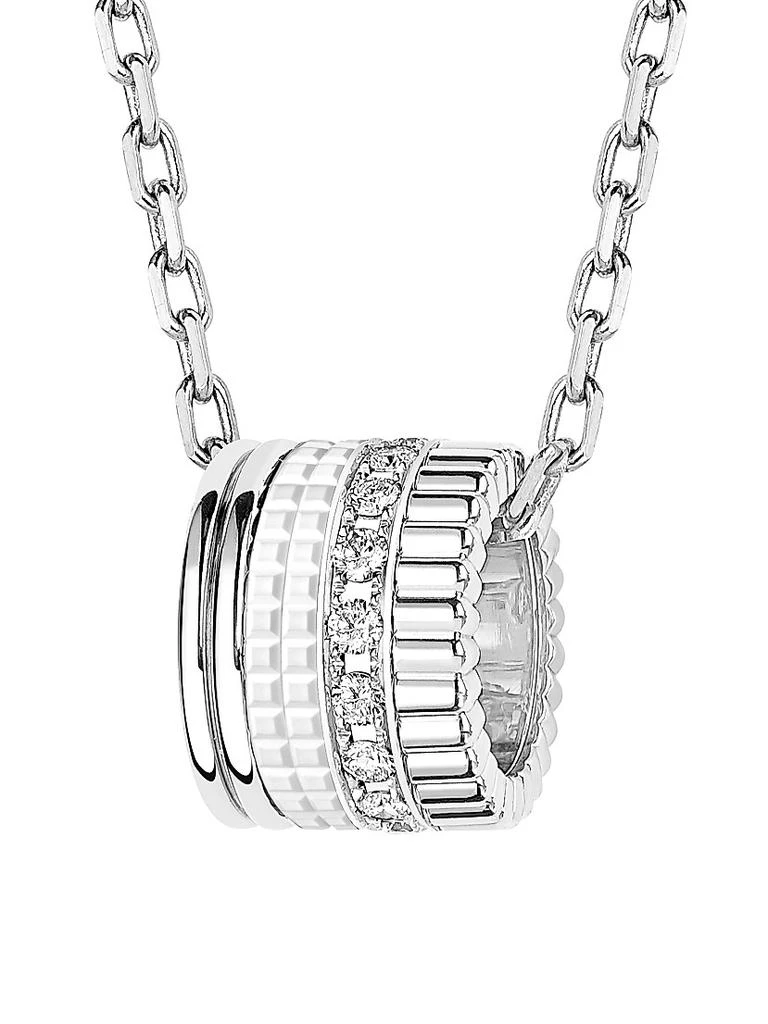 Boucheron Quatre White Edition 18K White Gold, HyCeram & 0.24 TCW Diamond Pendant Necklace 4