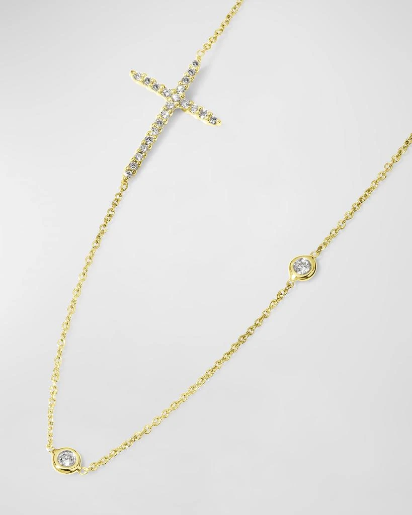 Roberto Coin Integrated Diamond Cross Necklace, White Gold 3