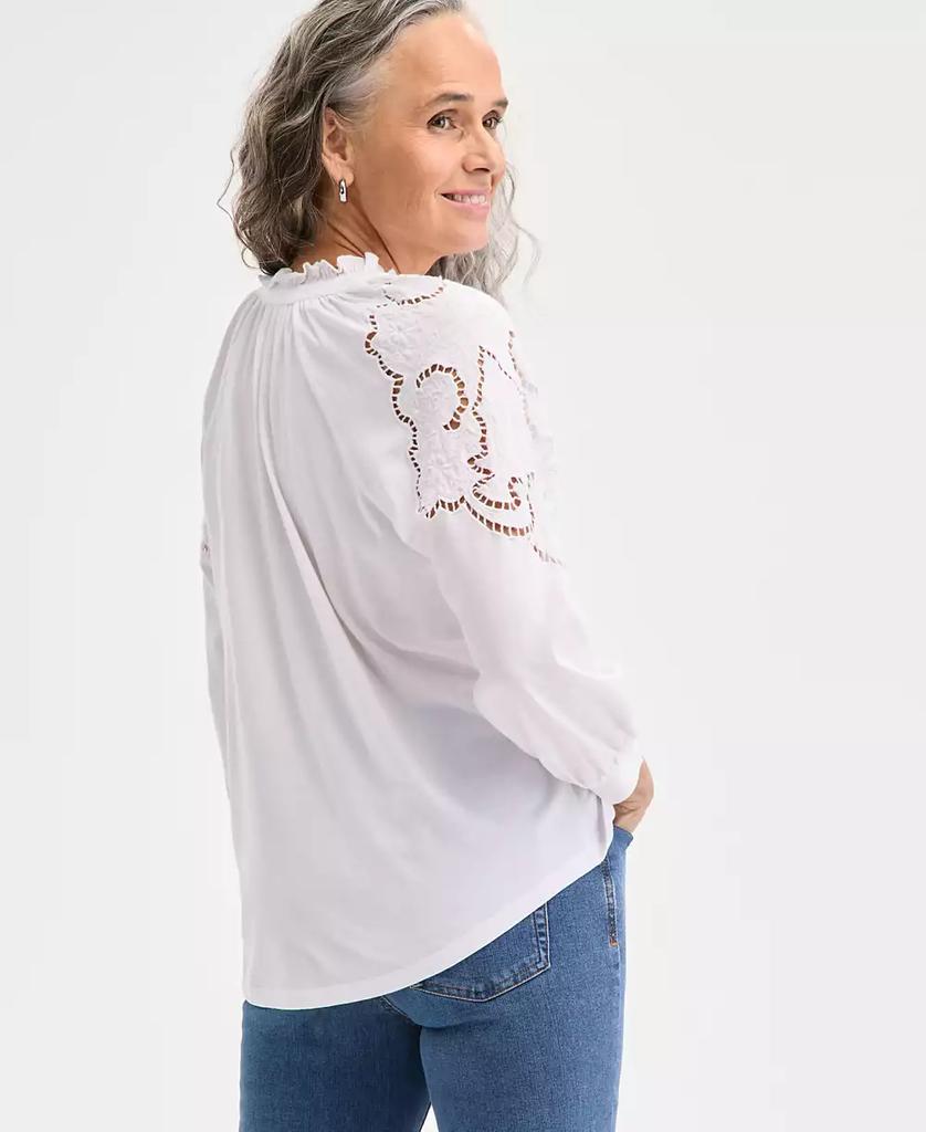 売れ筋商品|||スタイルアンドコー カットソー トップス レディース Women's Floral-Embroidered Tasseled-Tie Top, Exclusively at Macy's Industrial Style & Co Women's Floral-Embroidered Tasseled-Tie Top