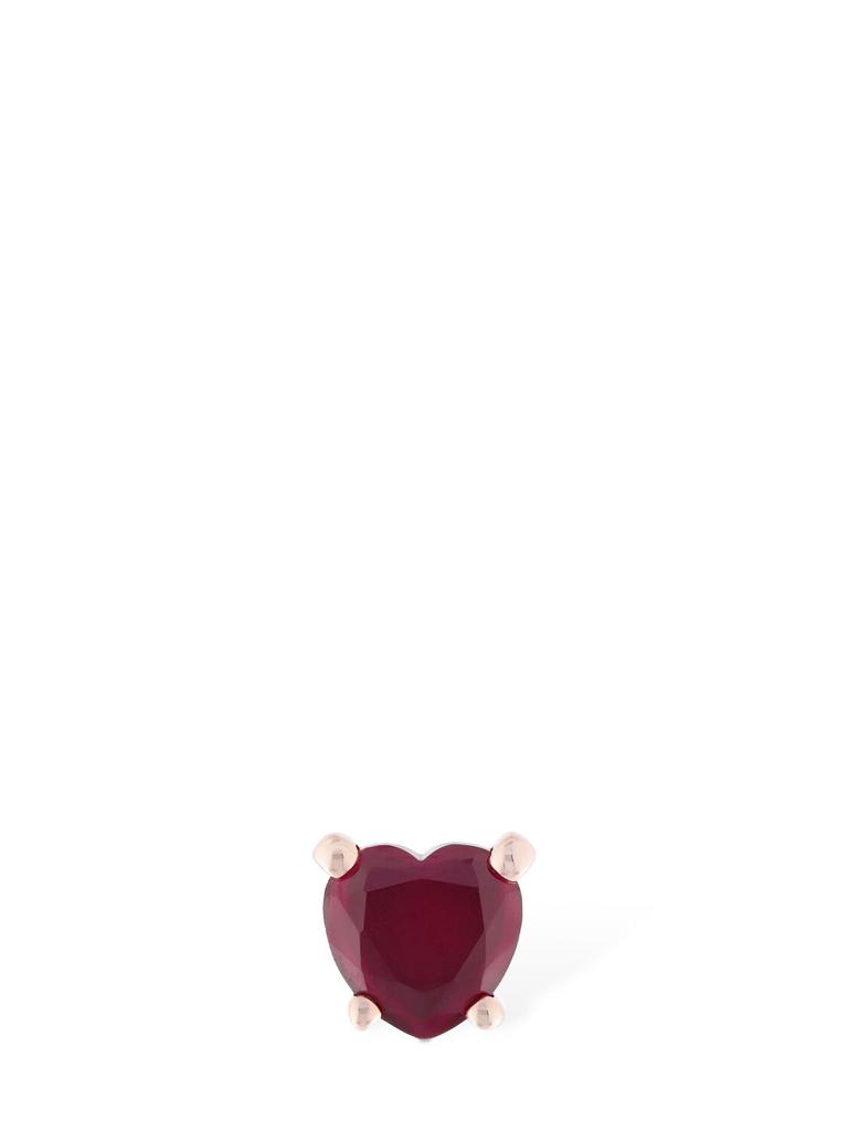Dodo 9kt Heart Synthetic Ruby Mono Earring