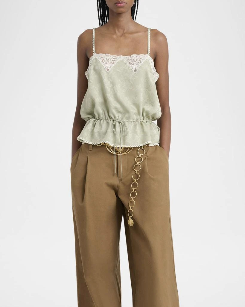 Chloé Lace-Trim Floral Silk Jacquard Camisole Top 4