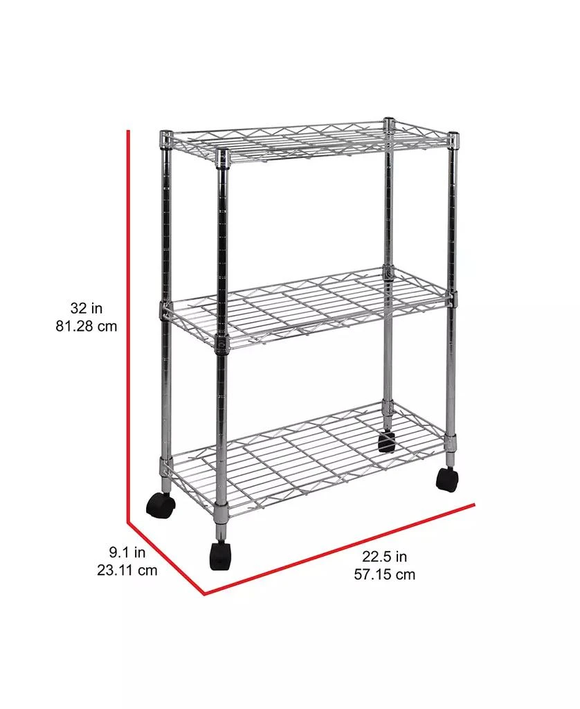 Oceanstar 3-Tier Shelving All-Purpose Chrome Utility Cart 4